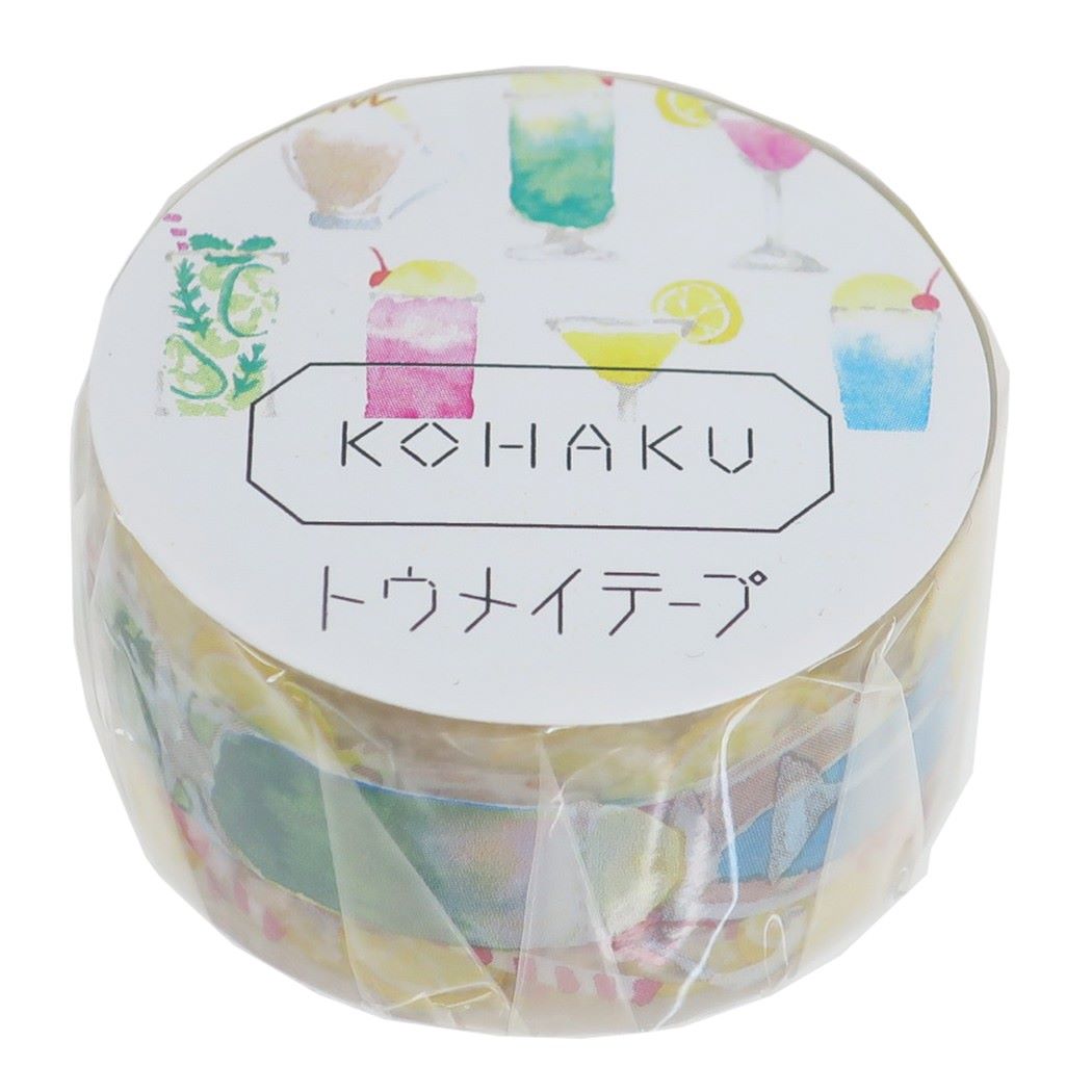 マスキングテープ おしゃれ文具 かわいい コハク KOHAKU 20mm トウメイテープ ドリンク drink グッズ プレゼント 男