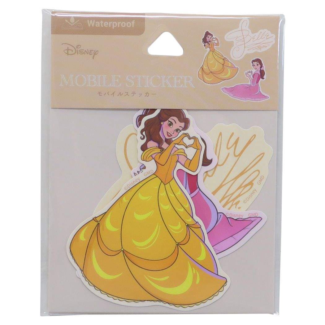 ベル モバイルステッカー ダイカットシール ディズニープリンセス キャラクター