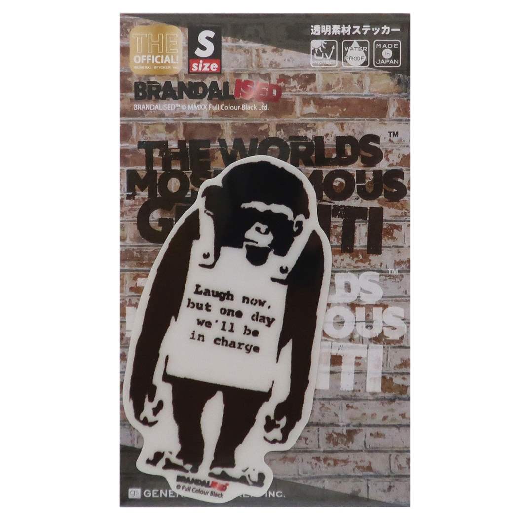 バンクシー Banksy グッズ ダイカット クリア ステッカー ビッグ シール Do Nothing-Monkeysign ゼネラルステッカークリス