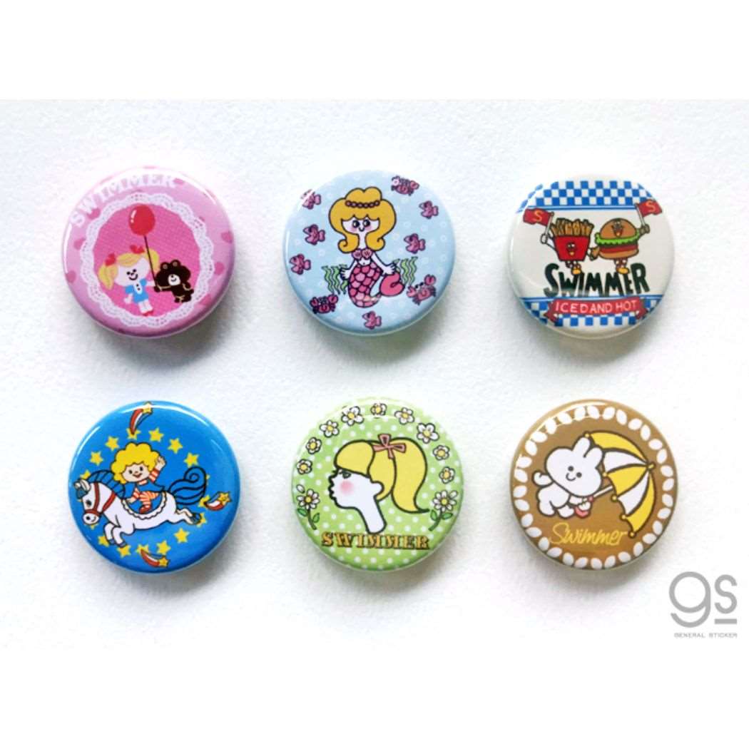 22mm豆缶バッジ スイマー 缶バッジ SWIMMER ゼネラルステッカー