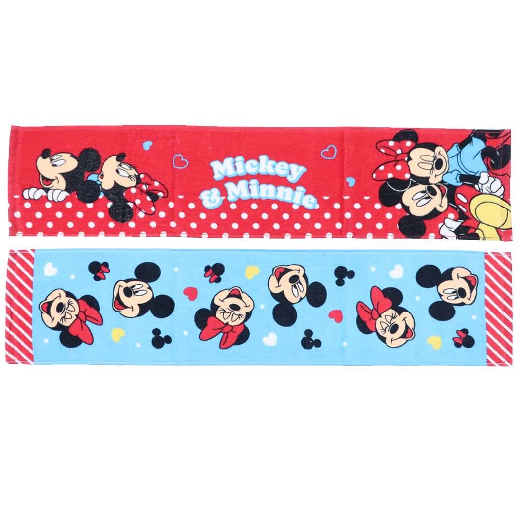 ミッキー&ミニー グッズ フェイスタオル キャラクター スリムフェイスタオル プリントロングタオル 2枚セット クラッキング