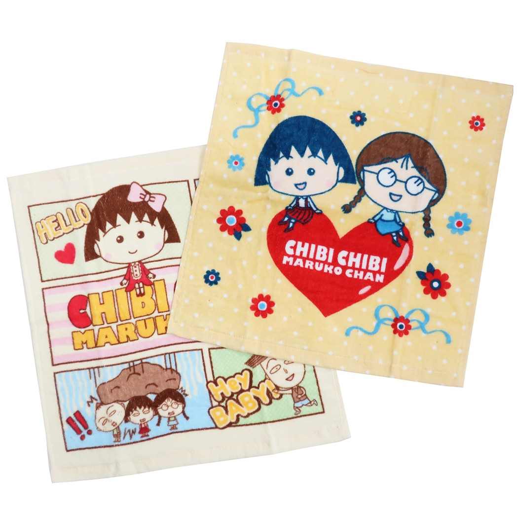 ちびまる子ちゃん ハンドタオル プリント ウォッシュタオル 2枚セット チビチビマルコ 林タオル プレゼント 男の子 女の子 ギフト