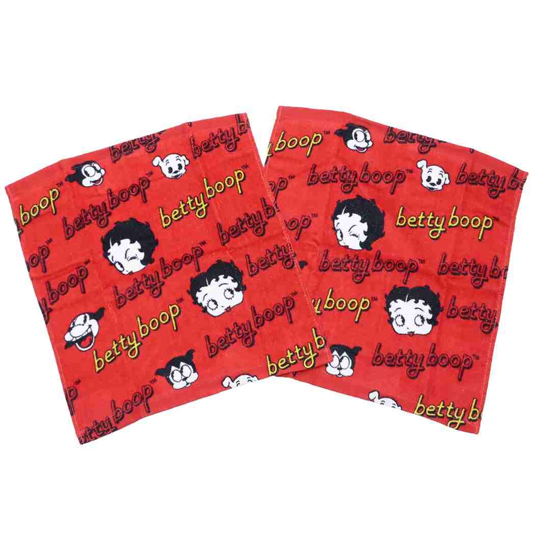 ベティブープ プリント ウォッシュタオル 2枚セット BETTY BOOP ハンドタオル キャラクター ライトベティー プレゼント 男