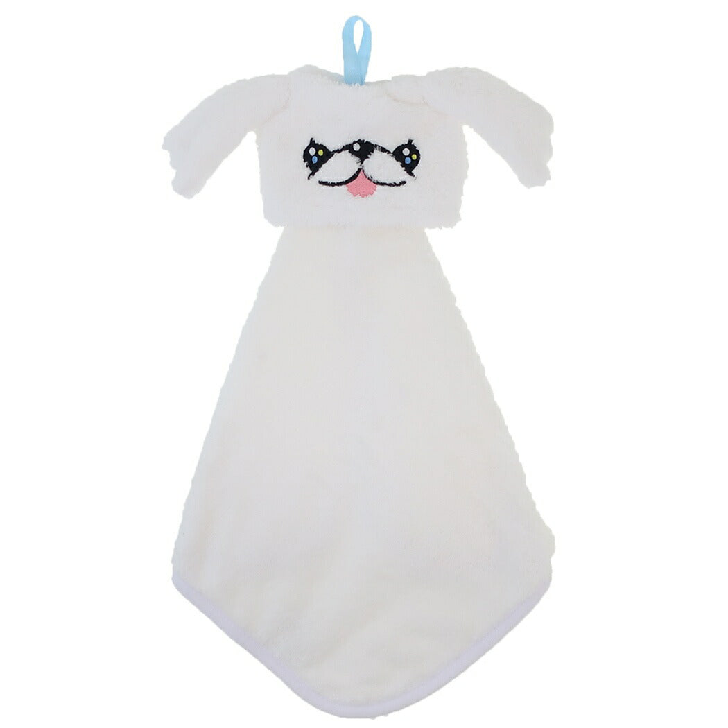 吊り下げタオル ぺきにーずマスコットタオル お手拭きタオル ホワイト いぬ プレゼント 男の子 女の子 ギフト