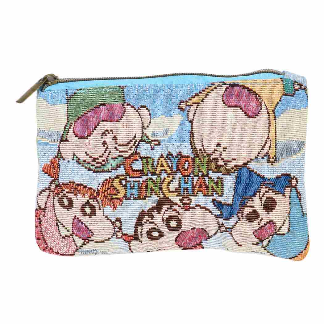 クレヨンしんちゃん ゴブラン織りフラットポーチ コスメポーチ かすかべ防衛隊 アニメキャラクター