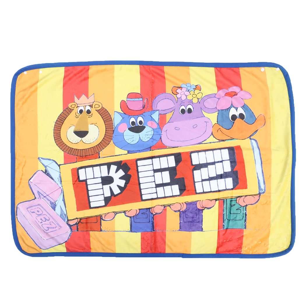お菓子パッケージ ひざ掛け フリースブランケット PEZ ウォーマー雑貨