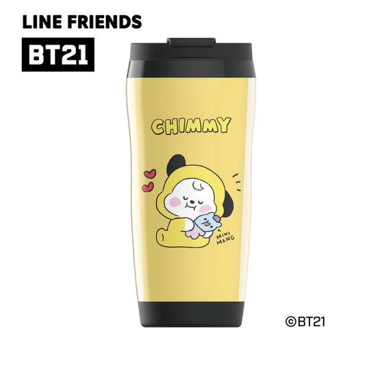 BT21 プラスチックタンブラー LINE FRIENDS フタ付きカップ キャラクター CHIMMY プレゼント 男の子 女の子 ギ
