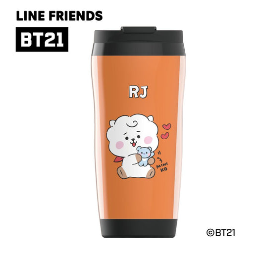 BT21 プラスチックタンブラー LINE FRIENDS フタ付きカップ キャラクター RJ プレゼント 男の子 女の子 ギフト