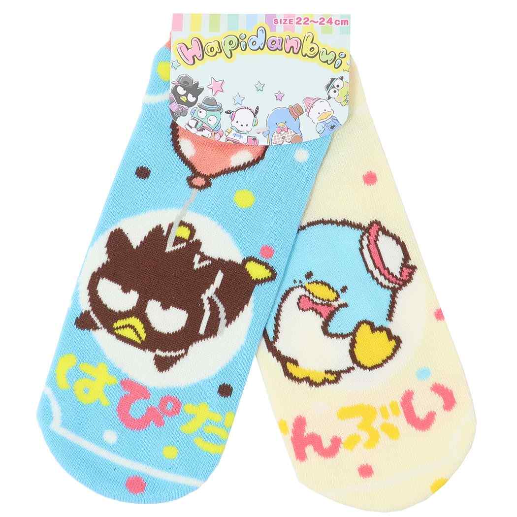 ジャガードソックス レディース はぴだんぶい 女性用靴下 サンリオ ジェイズプランニング バッドばつ丸&タキシードサム バルーンレトロ