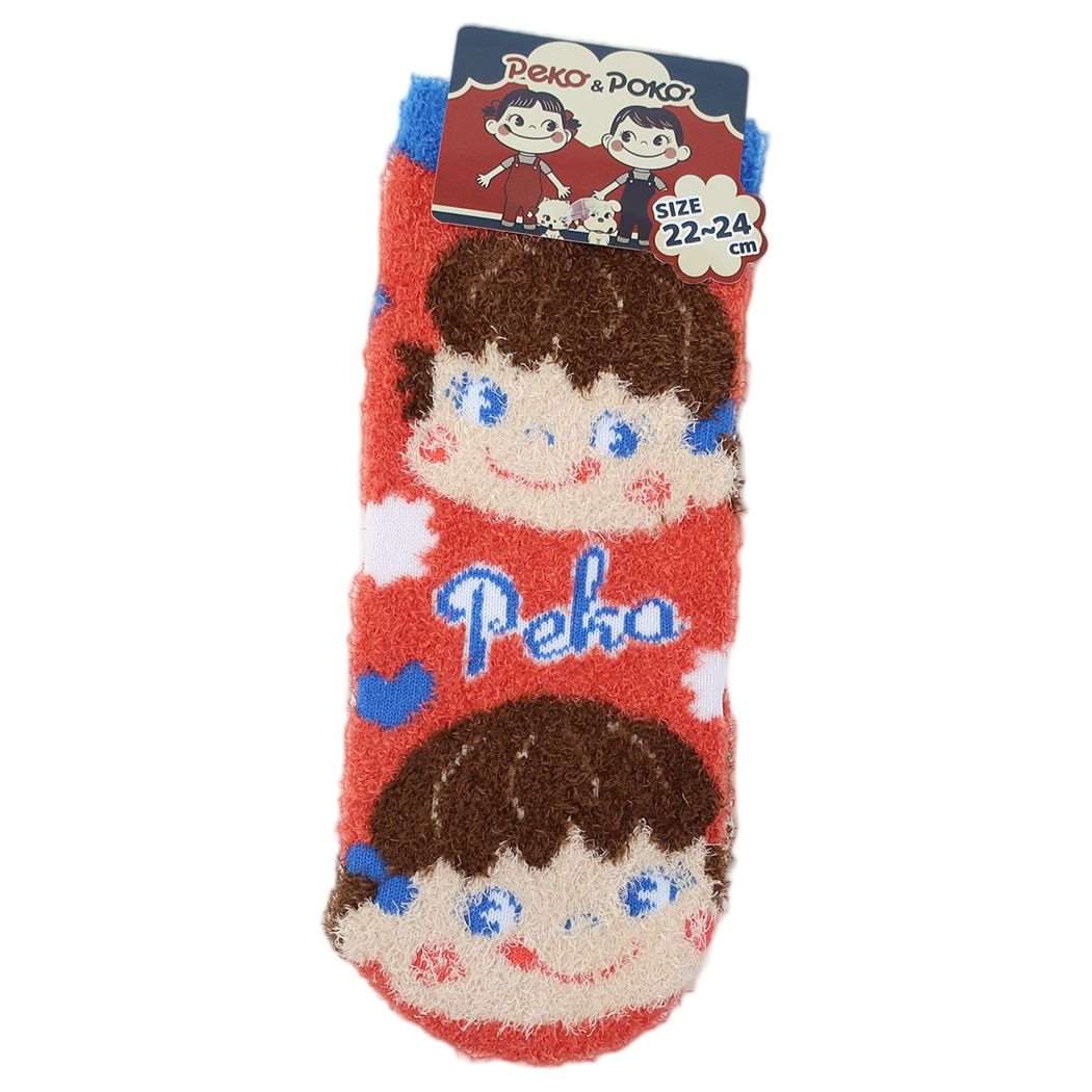 不二家のペコちゃん もこもこルームソックス 女性用防寒靴下 キャラクター ファンシーポップ