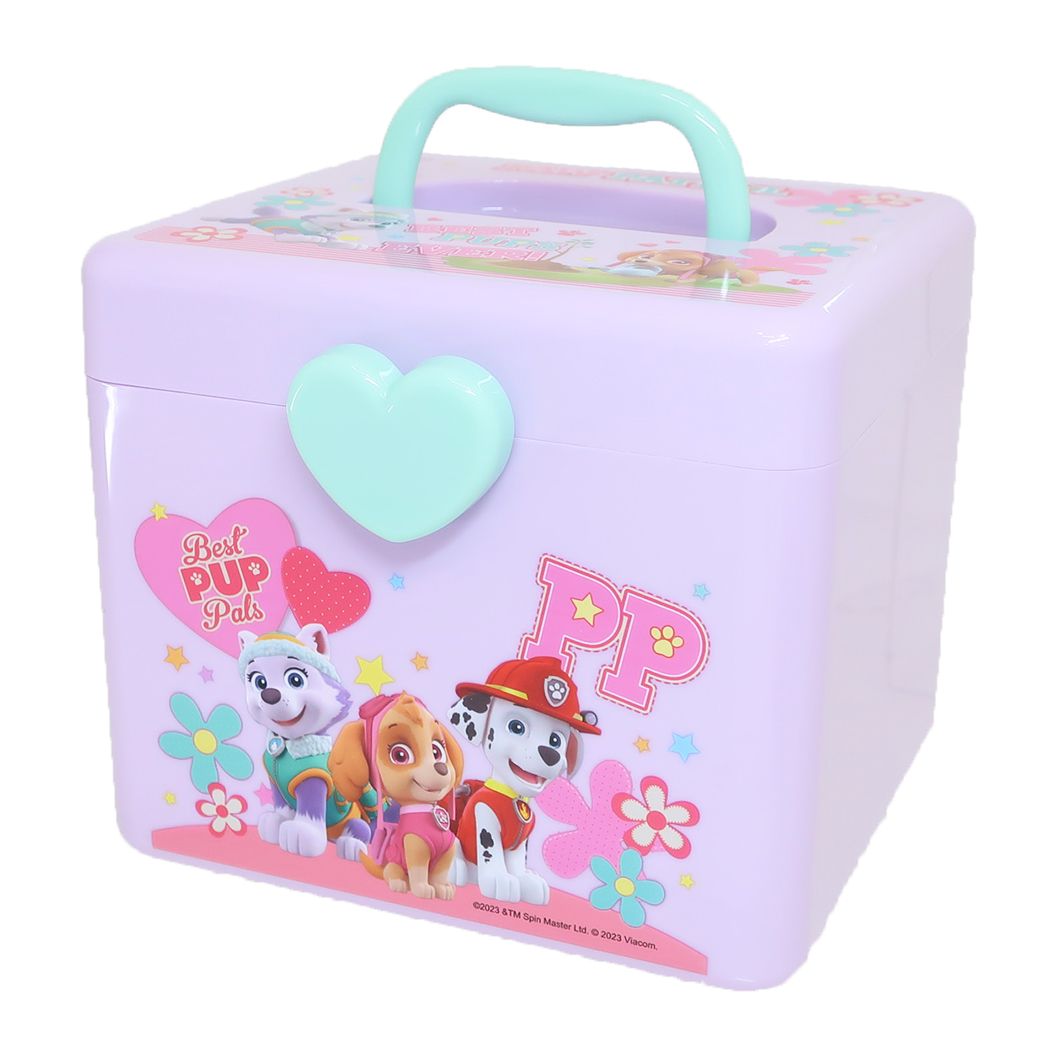 卓上収納 パウパトロール 持ち手付きボックスM パープル 小物入れ