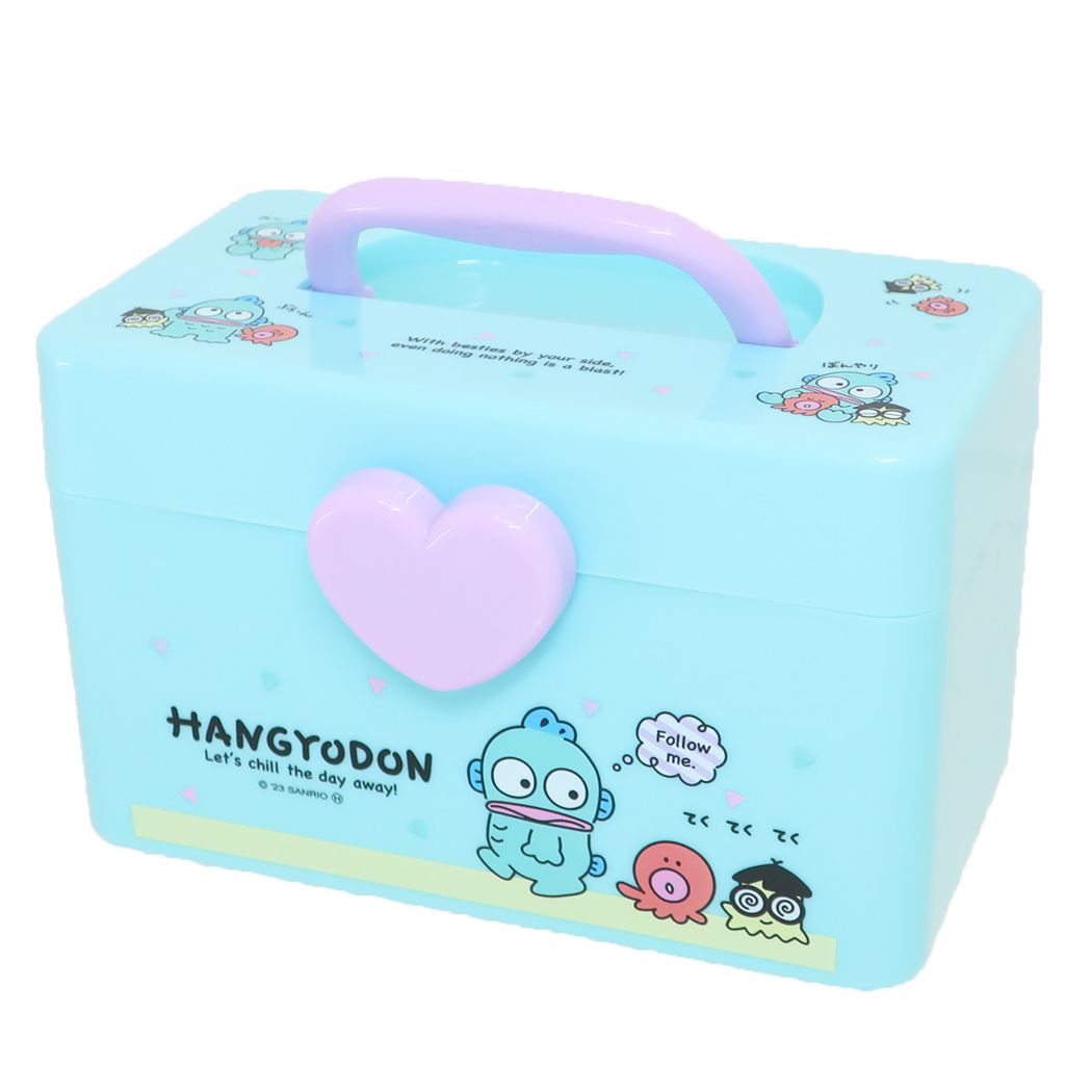 ハンギョドン 持ち手付きボックスS 卓上収納 ブルー サンリオ キャラクター