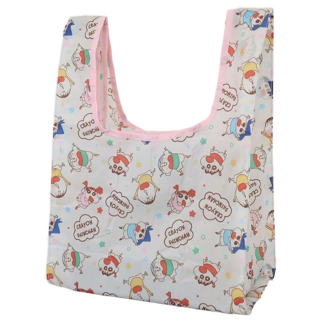 クレヨンしんちゃん グッズ エコバッグ アニメキャラクター ポケット付きプチエコバッグ グレー