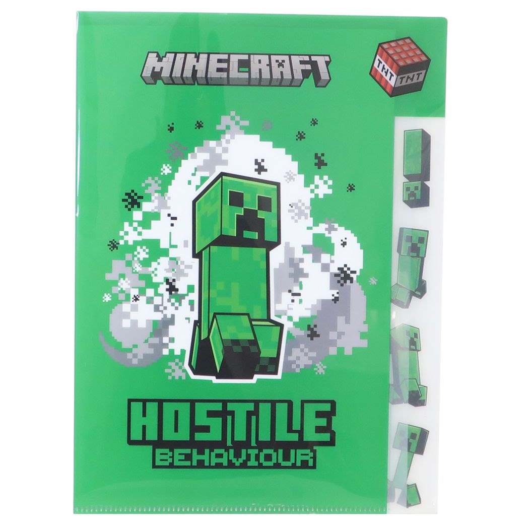 マインクラフト Minecraft ゲームキャラクター ポケットファイル ファイブインデックスクリアファイル 5インデックス A4 クリーパー