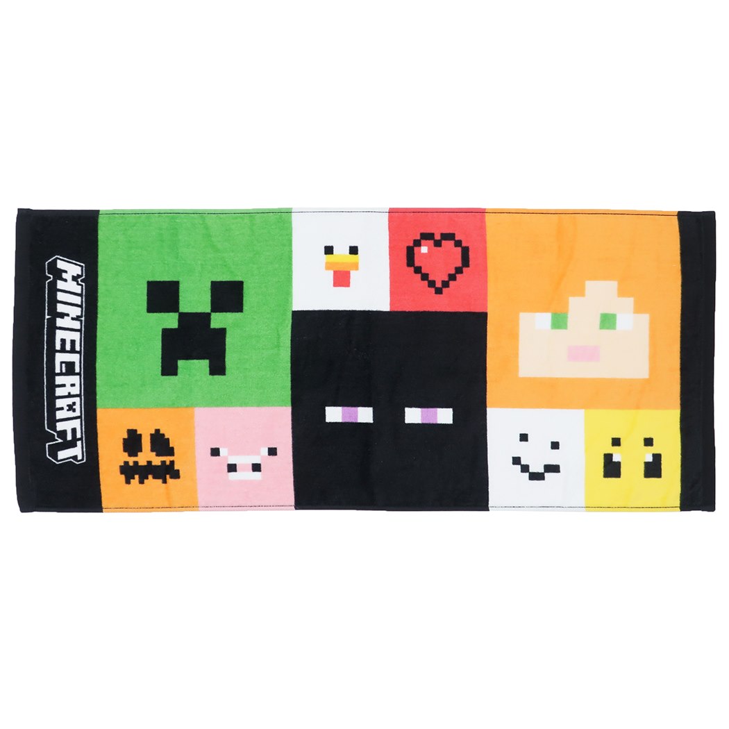 マインクラフト プリントロングタオルM フェイスタオル 集合 スクエア Minecraft ゲームキャラクター プレゼント 男の子 女