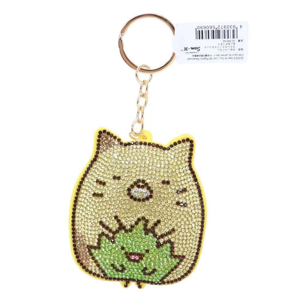 すみっコぐらし キーホルダー ラインストーンマスコット ねこ&ざっそう サンエックス