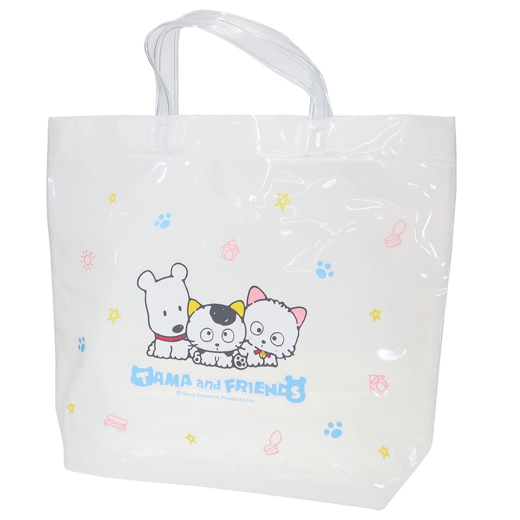 タマ&フレンズ プールバッグ ビニール角型トートバッグ シロ マルヨシ