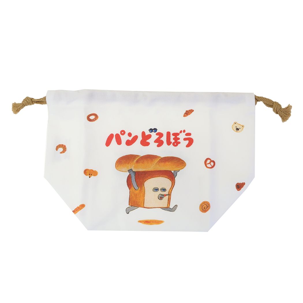 ランチ巾着 パンどろぼう ランチ袋 お弁当きんちゃくポーチ シロ 新学期準備雑貨 幼稚園 小学生