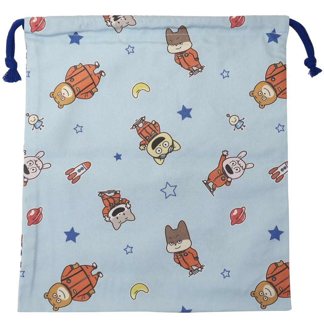 宇宙なんちゃら こてつくん キャラクター 巾着袋 きんちゃくポーチ M サックス 新入学 プレゼント 男の子 女の子 ギフト