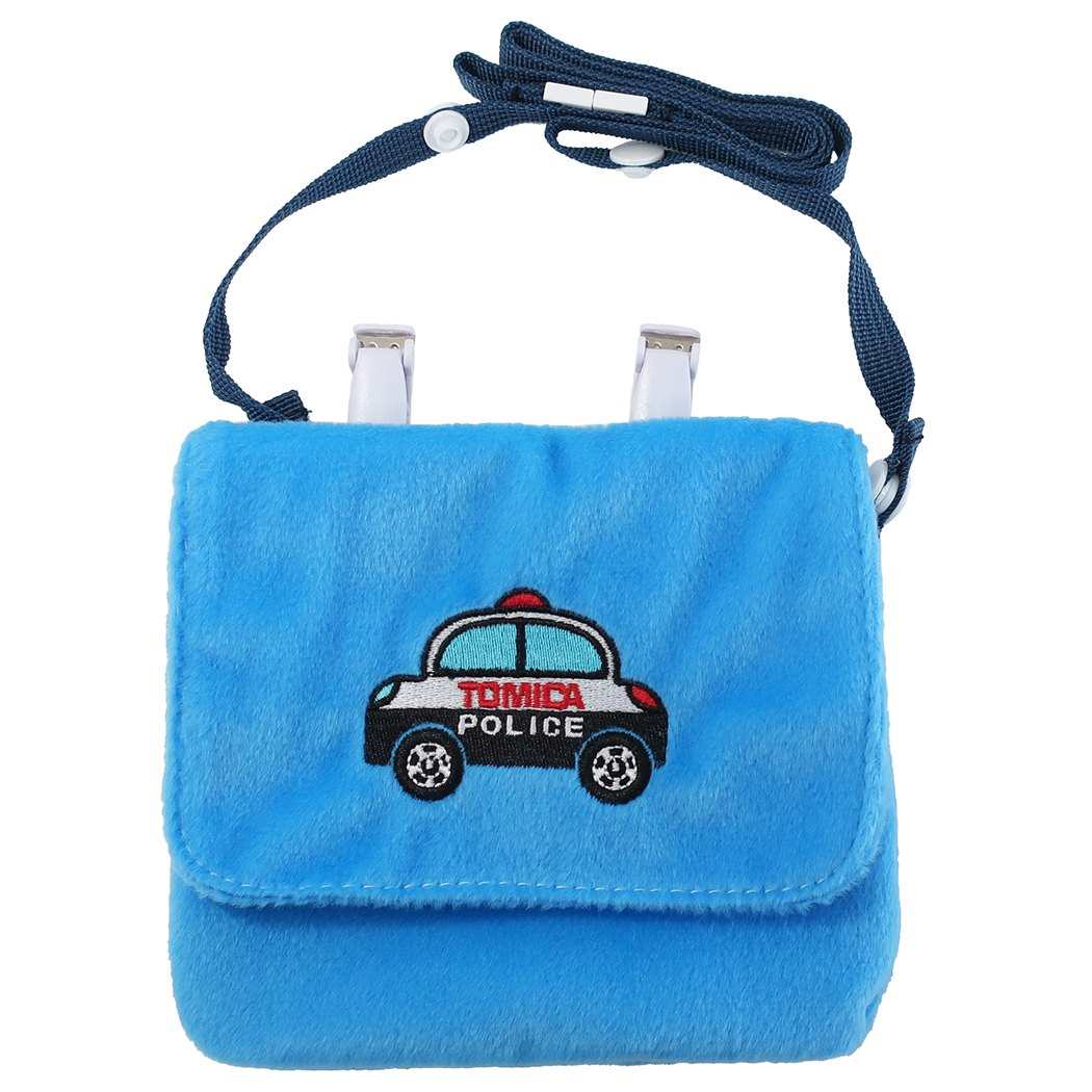 トミカ 子供用 ポケットポーチ ショルダー付き 洗える クリップポケット パトカー TOMICA マルヨシ 抗菌 キッズポシェット プレゼン