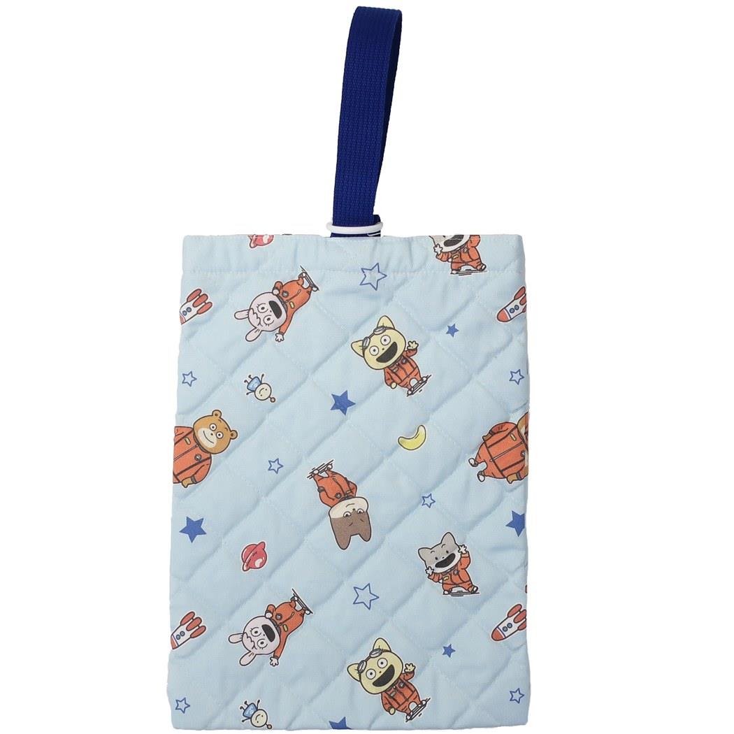 宇宙なんちゃら こてつくん グッズ キルト シューズバッグ キャラクター 体育館靴入れ サックス 新入学 プレゼント 男の子 女の子