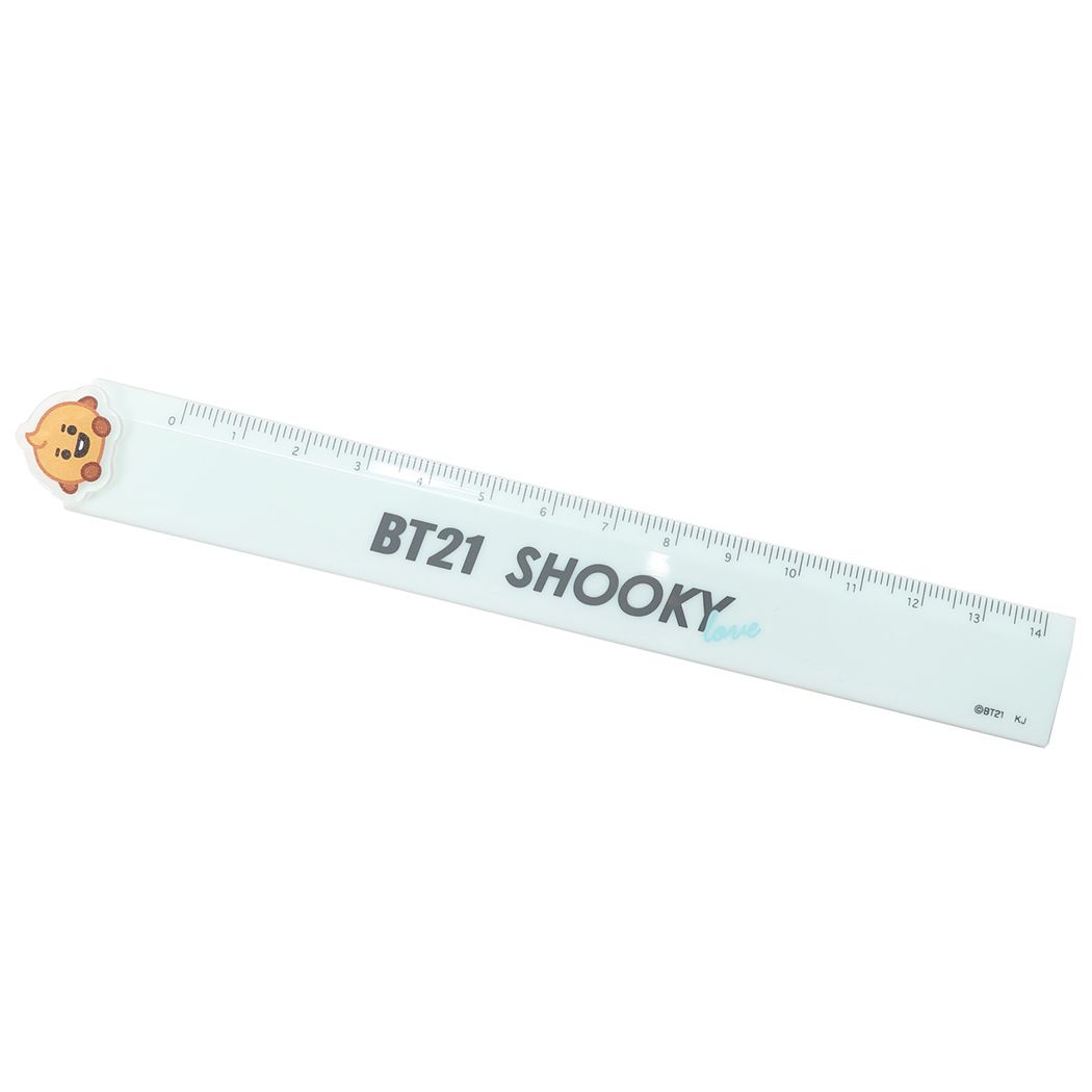 BT21 ダイカットマスコット付き 14cm 定規 ものさし SHOOKY LINE FRIENDS キャラクター 商品 プレゼント