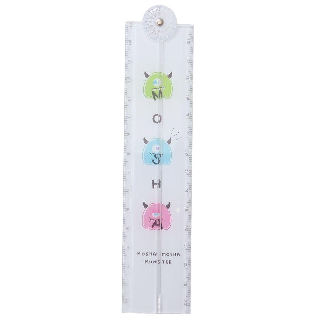 分度器付き折りたたみ30cm定規 モシャモシャモンスター ものさし カミオジャパン ワンポイント 新入学