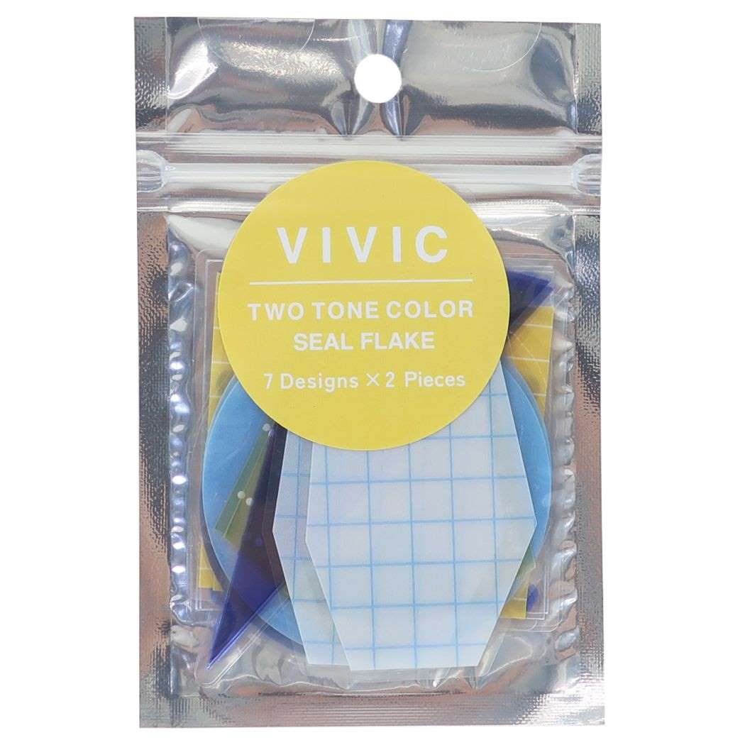 フレークシール VIVIC シールフレーク ブルーxイエロー デコレーション