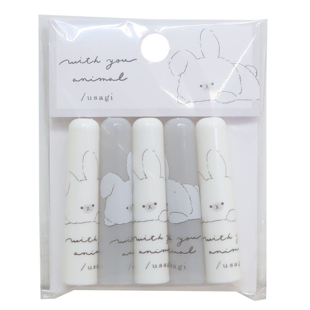 鉛筆キャップ WITH YOU ANIMAL えんぴつカバー5本セット うさぎ 新学期準備文具 女の子