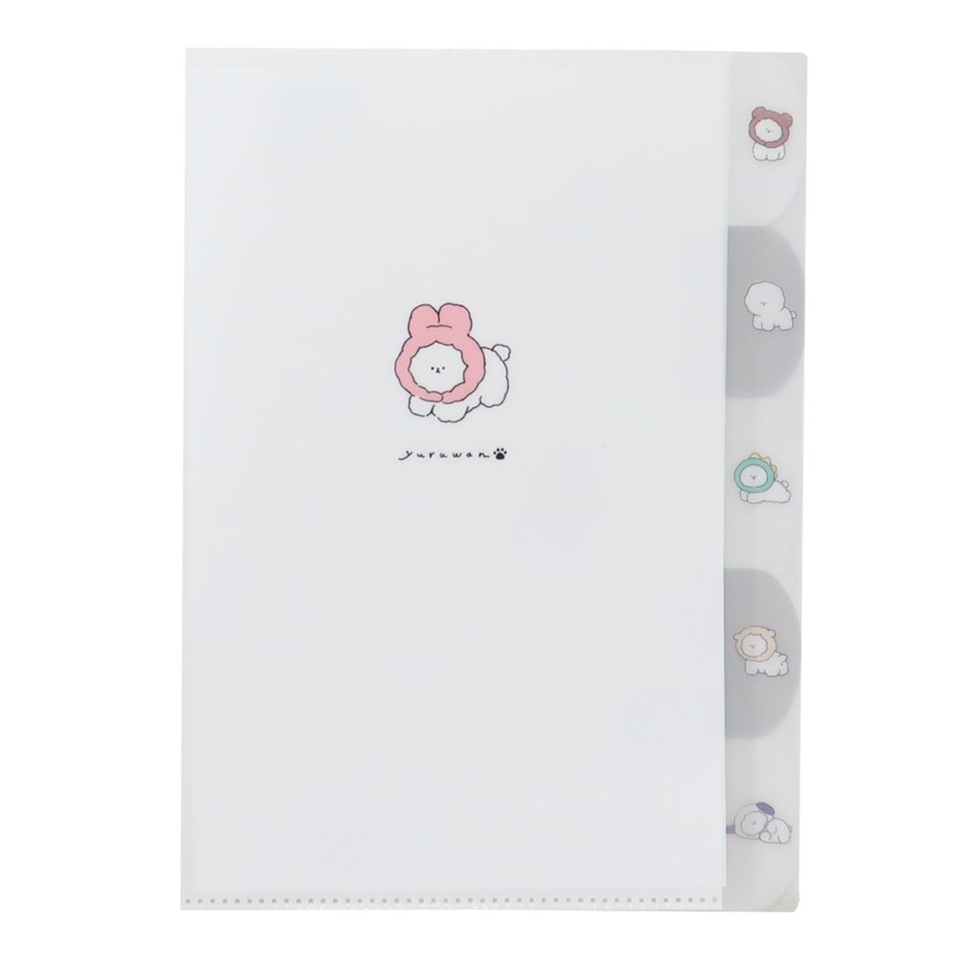 ポケットファイル YURUWAN ダイカット5インデックスクリアファイル A4 かぶりもの カミオジャパン