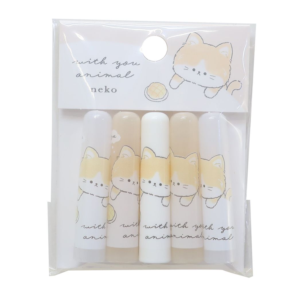 鉛筆キャップ WITH YOU ANIMAL えんぴつカバー5本セット ネコ 新学期準備文具