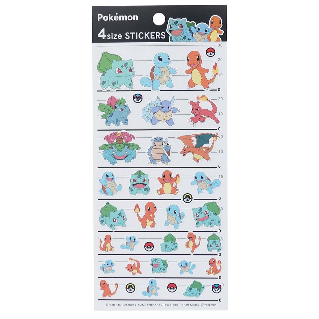ポケモン キャラクター 4サイズ ステッカー シールシート カントー地方 ポケットモンスター グッズ プレゼント 男の子 女の子 ギフ