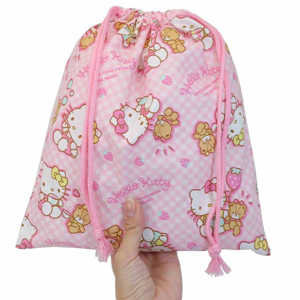 ハローキティ キャラクター 巾着袋 きんちゃくポーチ M ピンク サンリオ グッズ プレゼント 男の子 女の子 ギフト