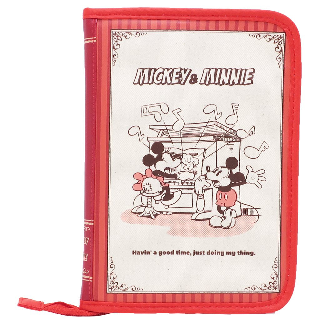 母子手帳ケース ミッキー&ミニー 片面ジャバラマルチケース ブック型 ディズニー クーザ 22.5×16×2.5cm ママ雑貨 キャラクター グッズク