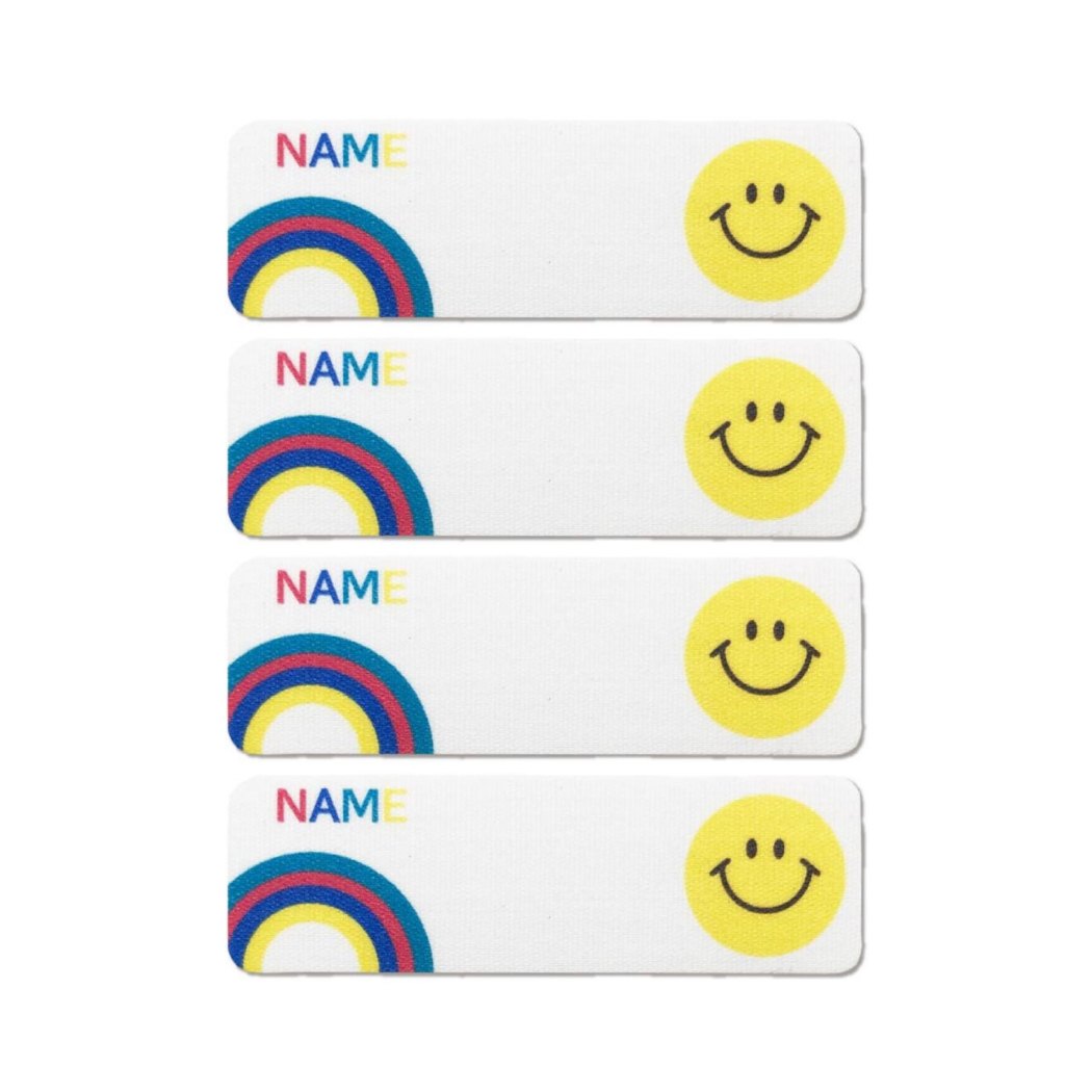 スマイリーフェイス Smiley Face 入園 入学 保育園 幼稚園 小学生 キッズ 子ども 名前ワッペン シール&アイロン両用 ネームラベル 4枚