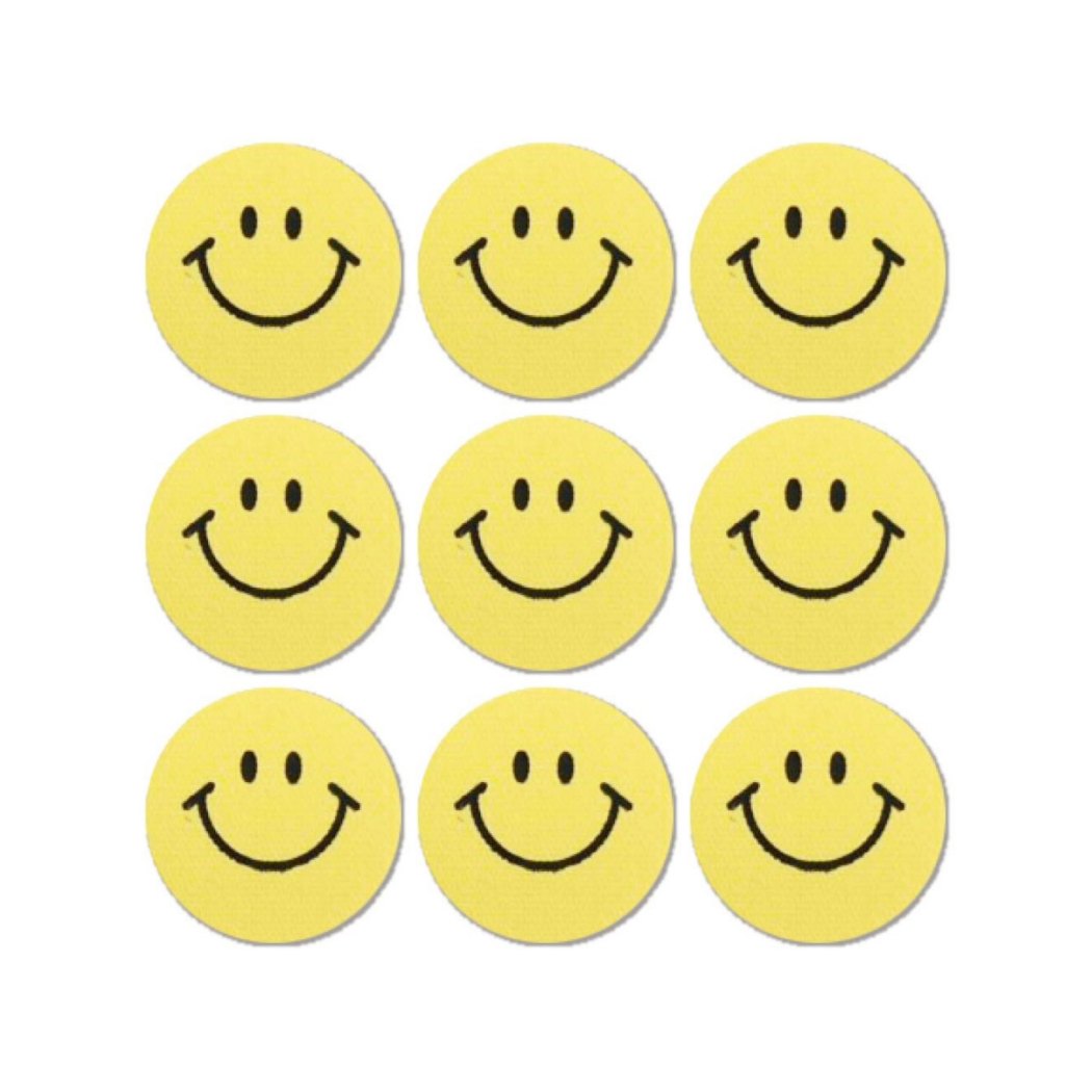 スマイリーフェイス シール&アイロン両用 目印シール 16枚セット ワッペン スタンダード Smiley Face 入園 入学 保育園 幼稚園 小学生