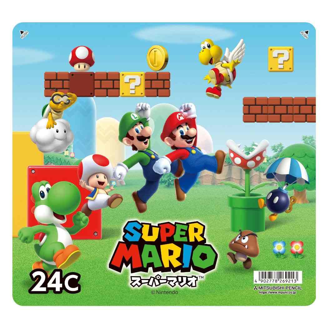 スーパーマリオ 缶入り24色 いろえんぴつ 色鉛筆 新入学 nintendo キャラクター プレゼント 男の子 女の子 ギフト