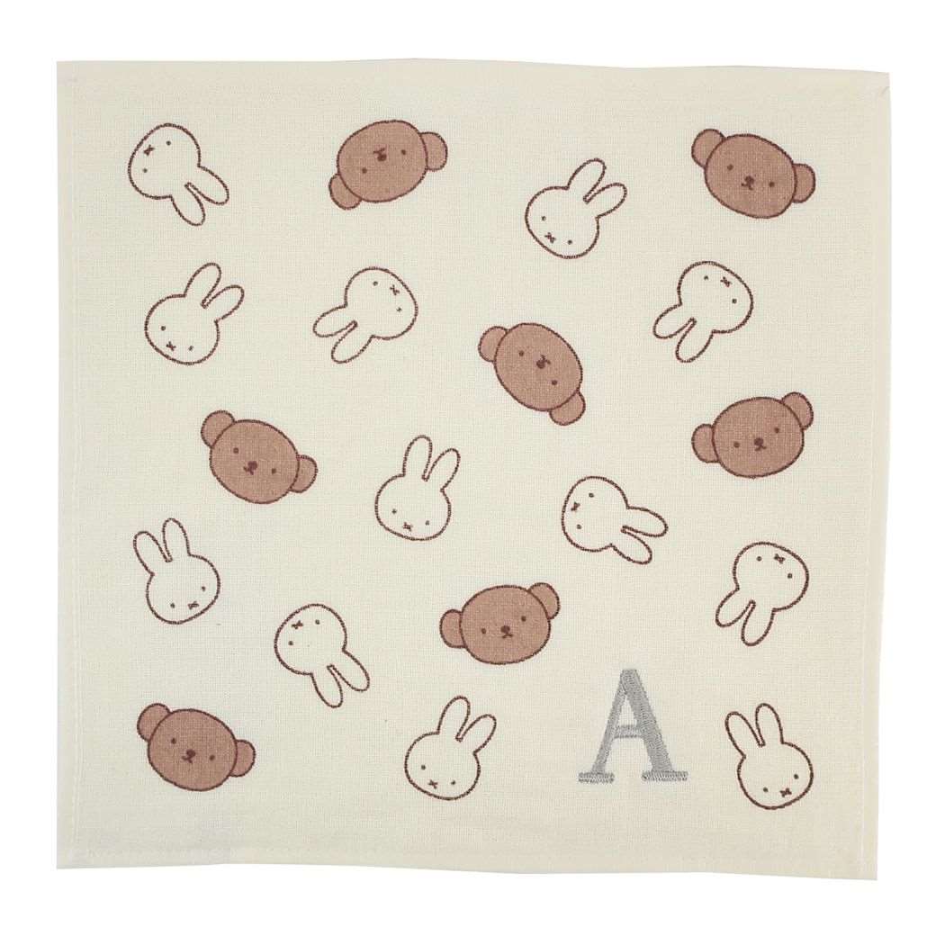 ミッフィー ガーゼイニシャルハンカチ ミニタオル A miffy&boris ディックブルーナ 絵本キャラクター