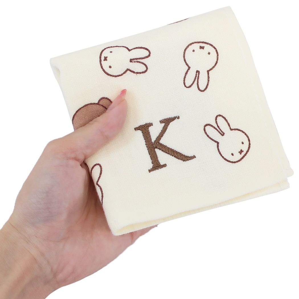 ミッフィー ディックブルーナ 絵本キャラクター ミニタオル ガーゼイニシャルハンカチ K miffy&boris