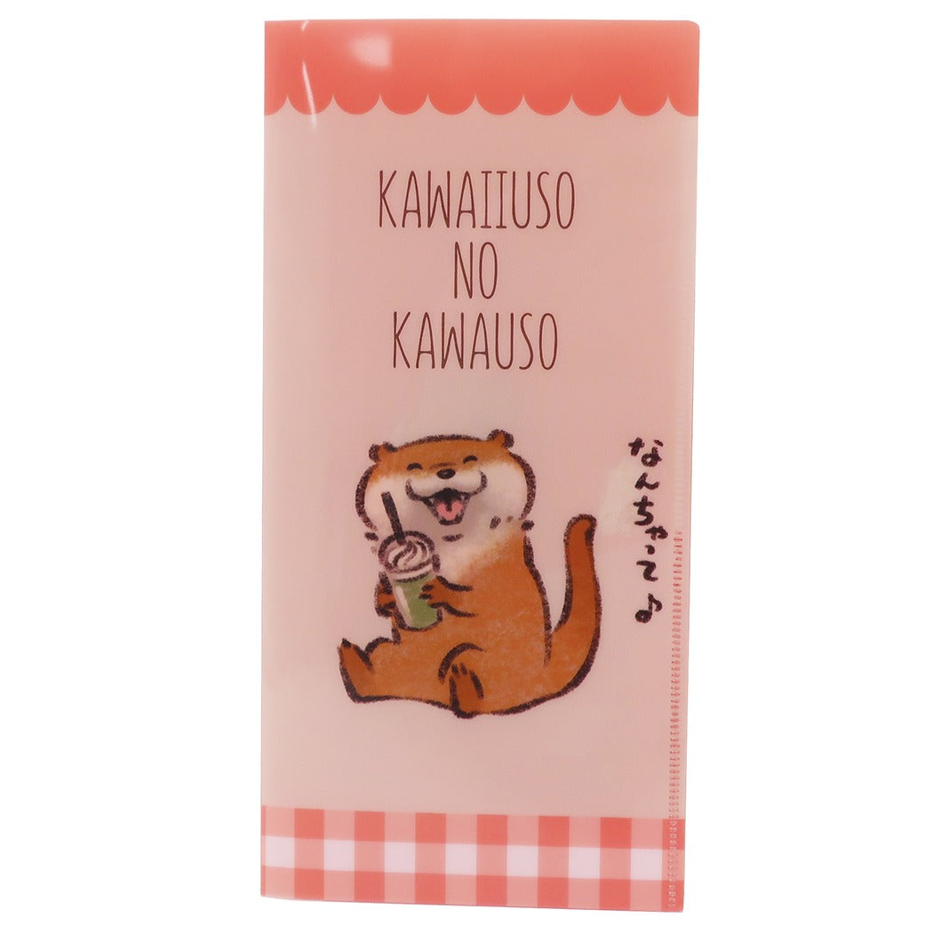 ミニファイル チケットホルダー 可愛い嘘のカワウソ ギンガムチェック LINEクリエイターズ グッズ プレゼント 男の子 女の子 ギフ