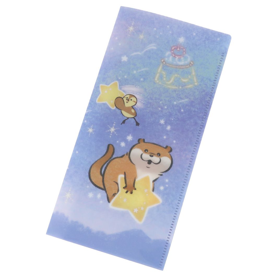 可愛い嘘のカワウソ ミニファイル チケットホルダー 星空 LINEクリエイターズ プレゼント 男の子 女の子 ギフト