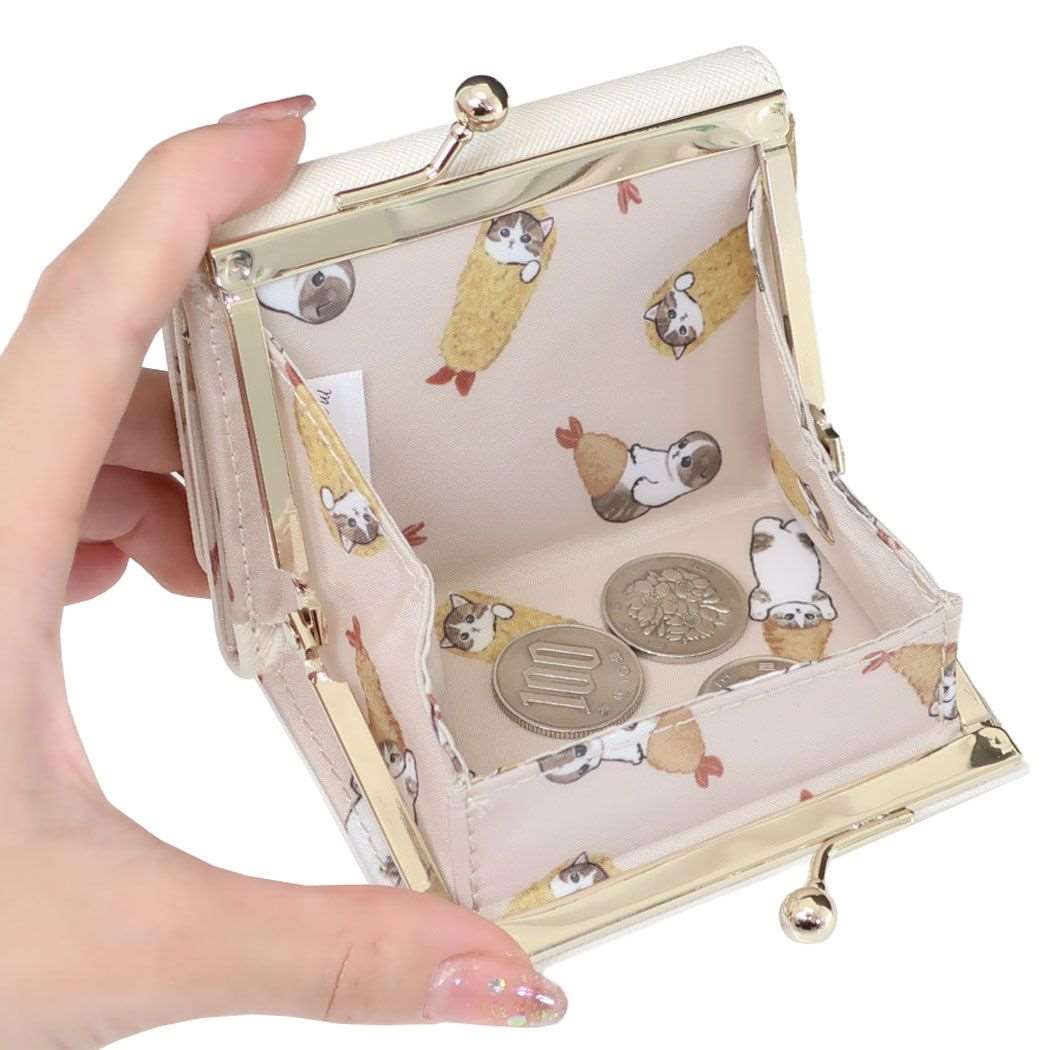 モフサンド mofusand キャラクター ミニウォレット コンパクト財布 三つ折りがま口財布 ワンポイント えび