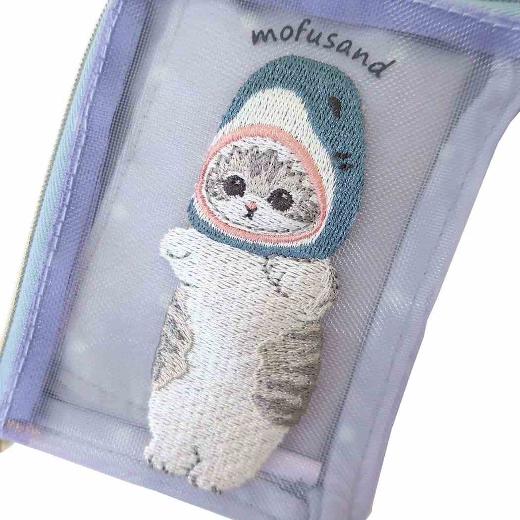 モフサンド mofusand キャラクター 小銭入れ&定期入れ リール付きデイリーポーチ サメにゃん メッシュシリーズ