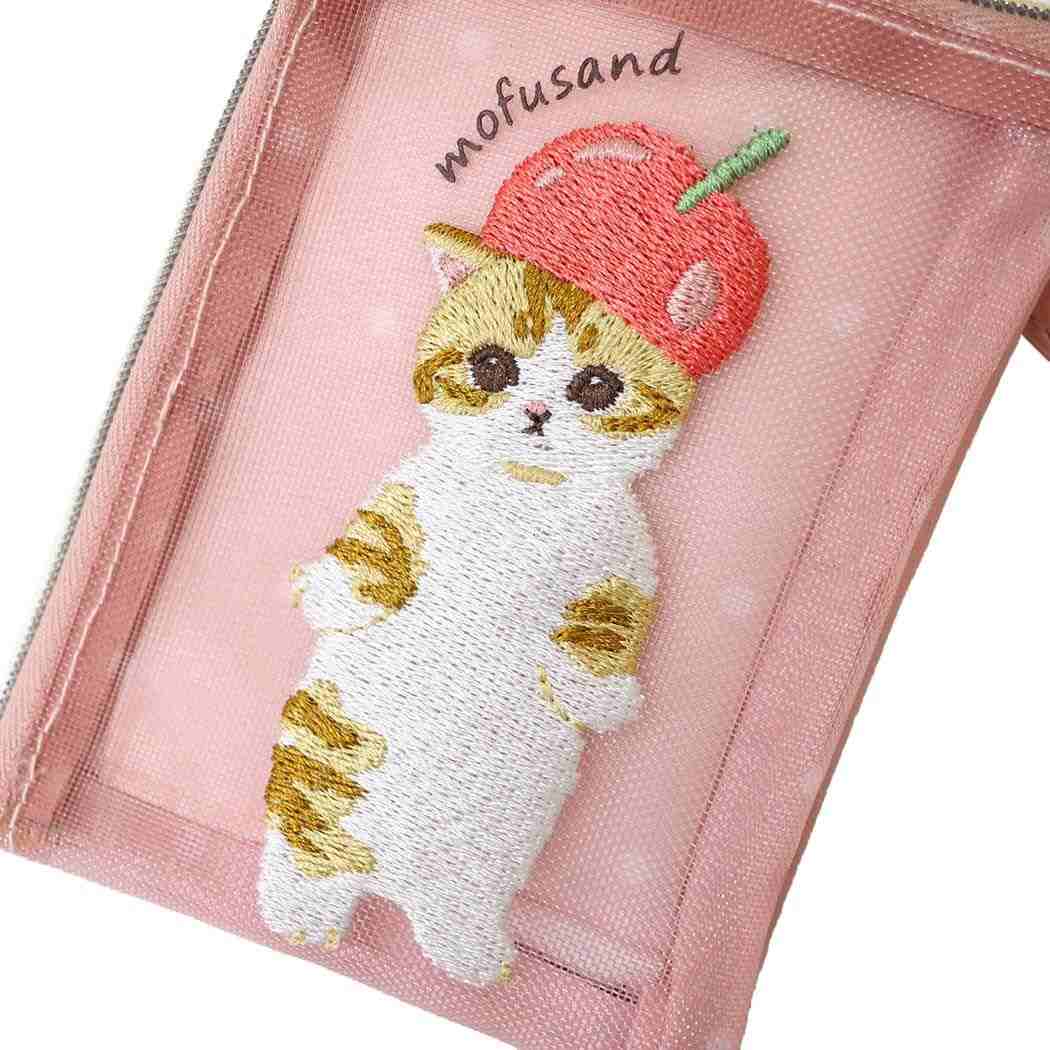 モフサンド キャラクター 小銭入れ&定期入れ リール付きデイリーポーチ もぎたてにゃん メッシュシリーズ mofusand