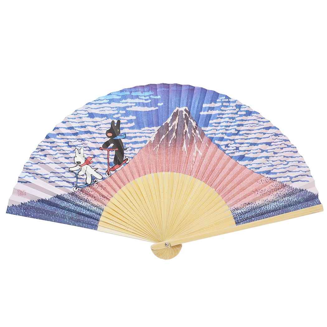 リサとガスパール 夏雑貨 キャラ 扇子 絵本キャラクター 富嶽三十六景 凱風改正 葛飾北斎 プレゼント 男の子 女の子 ギフト