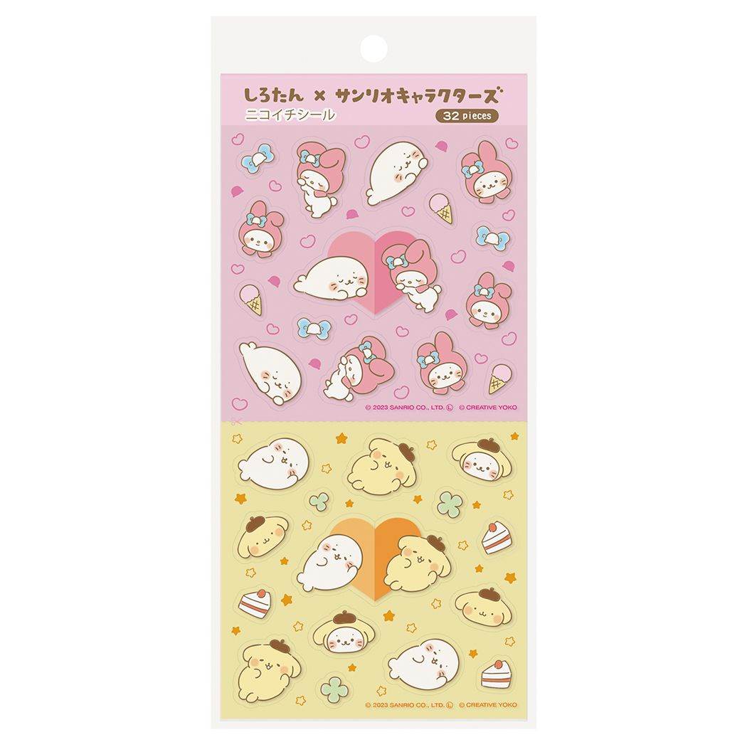 ニコイチシール サンリオキャラクターズ キャラクターシール サンリオ エムプラン しろたん×マイメロディ&ポムポムプリン