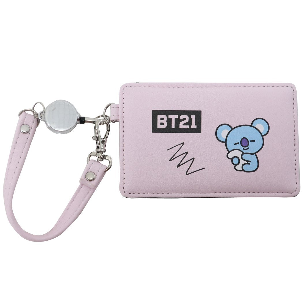 BT21 リール付き シングル パスケース 定期入れ KOYA LINE FRIENDS キャラクター 商品 プレゼント 男の子 女の