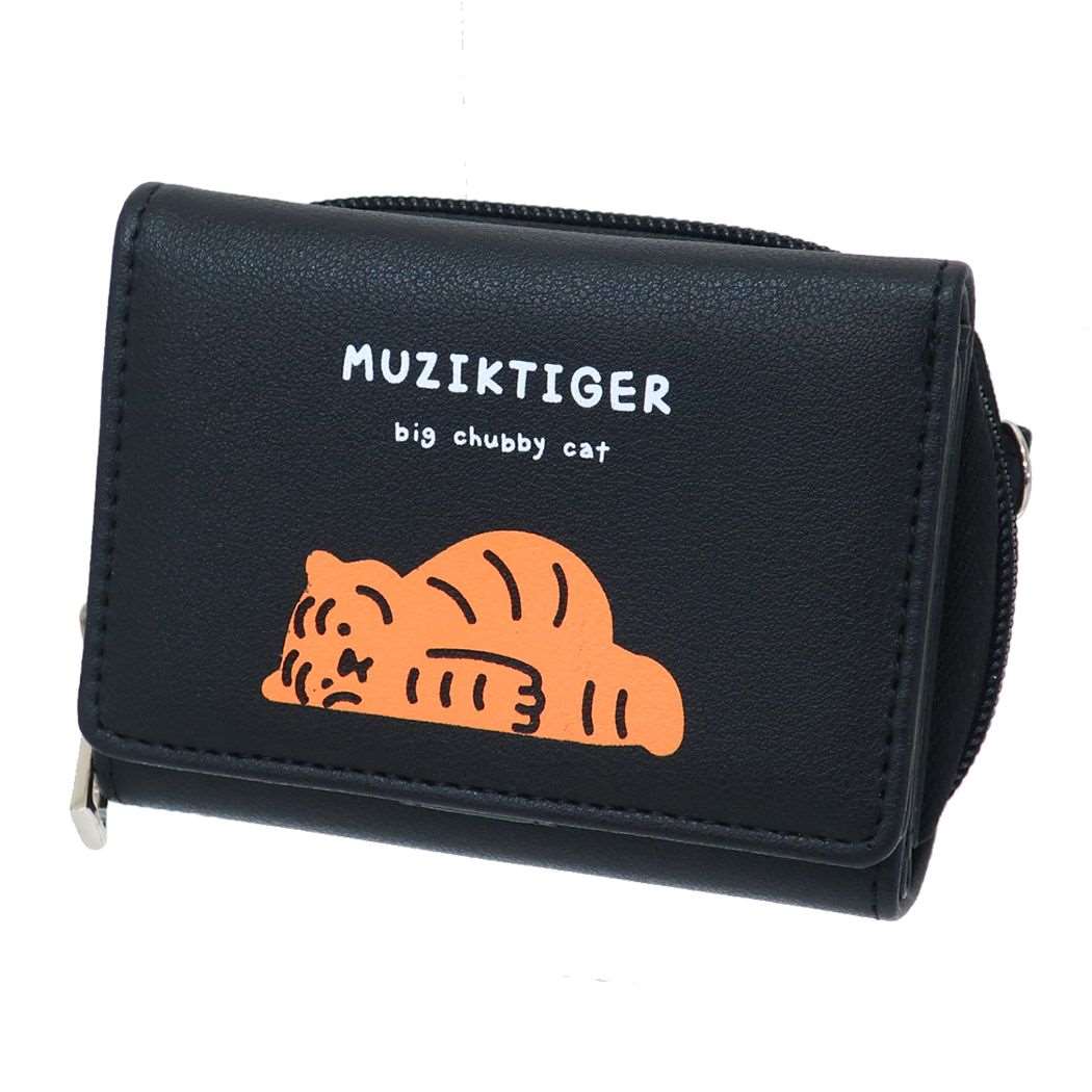 MUZIK TIGER ムジークタイガー ミニウォレット コンパクト財布 三つ折り BK