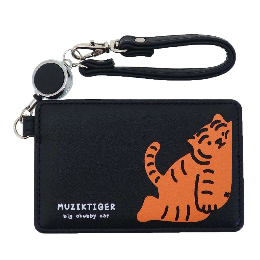 MUZIK TIGER ムジークタイガー かわいい 定期入れ パスケース リール付き BK