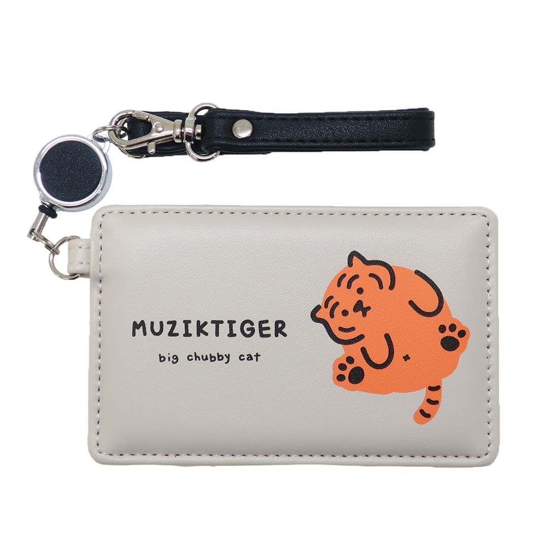 MUZIK TIGER ムジークタイガー パスケース リール付き 定期入れ かわいい WH